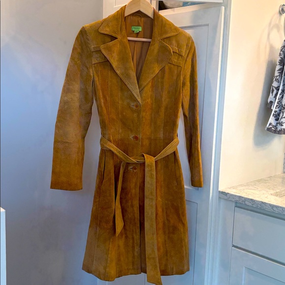 John Carlisle Essentials Tan Suede Women's Trench Coat - Picture 1 of 16